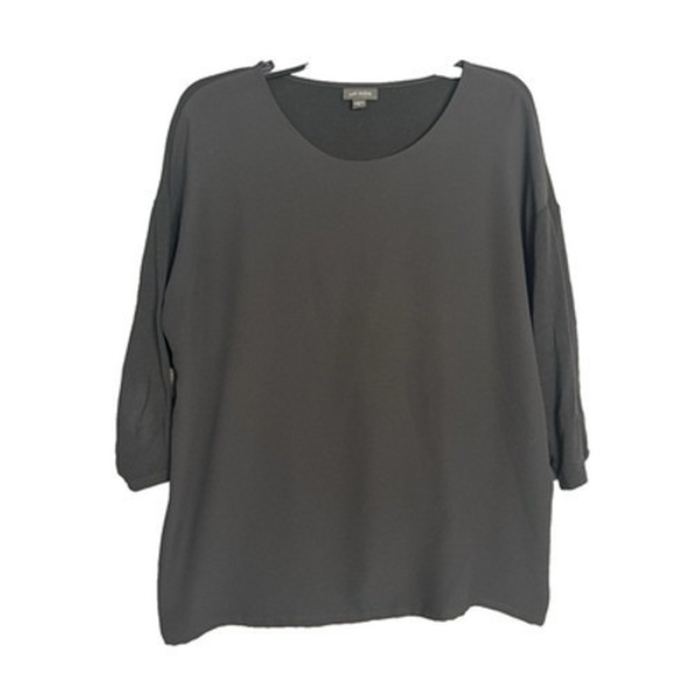 J Jill Wearever Collection Black Tunic Top Womens Medium 3/4 Sleeve